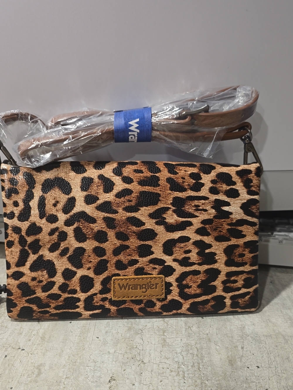 Wrangler Leopard Print Crossbody - Brown & Black